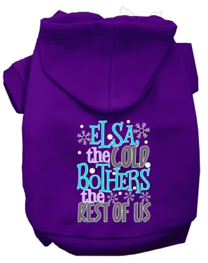 Elsa, The Cold Screen Print Dog Hoodie Purple Xxxl