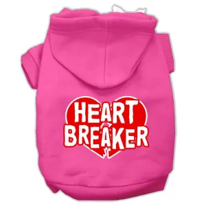 Heart Breaker Screen Print Pet Hoodies Bright Pink Size Sm (10)