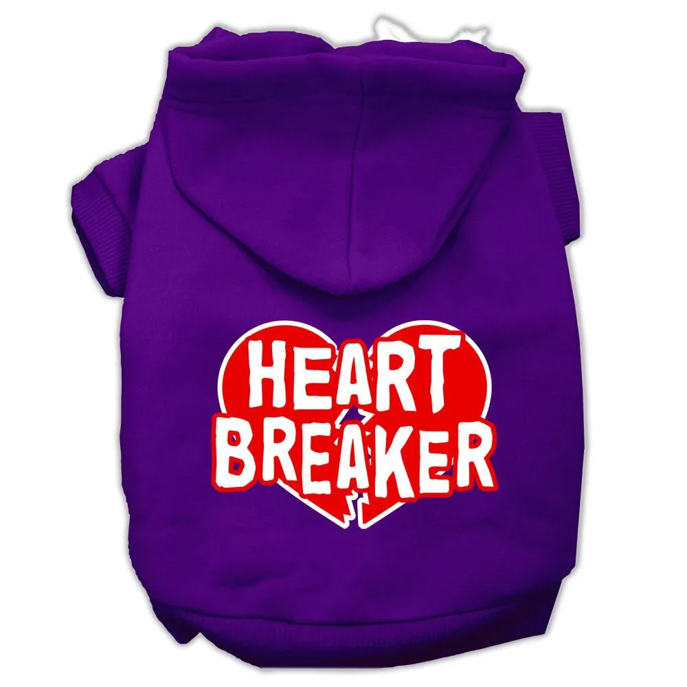 Heart Breaker Screen Print Pet Hoodies Purple Size Med (12)