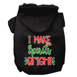 I Make Spirits Bright Screen Print Dog Hoodie Black Xl