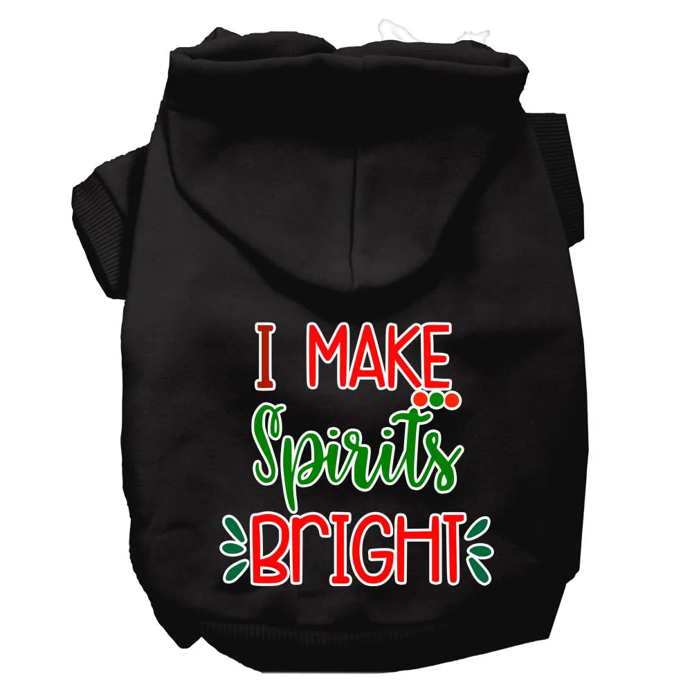 I Make Spirits Bright Screen Print Dog Hoodie Black Xl