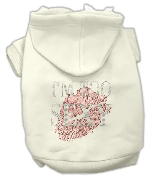 I'm Too Sexy Rhinestone Hoodies Cream XL (16)